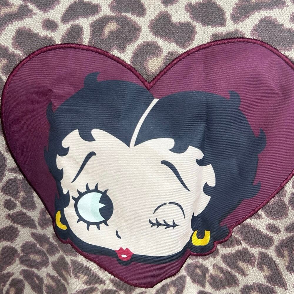 Betty Boop Leopard Cardigan Womens L Animal Print Y2K Graphic Sweater